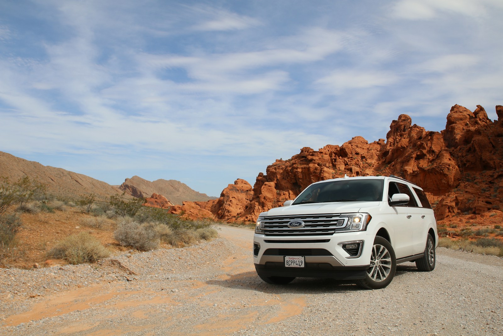 parked white Ford Explorer SUV with a good auto premium